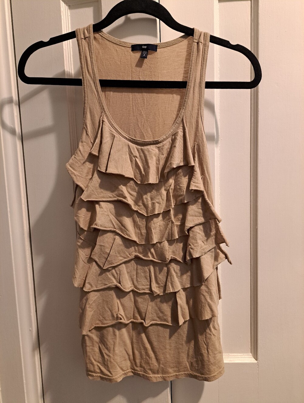GAP Beige Ruffle Front Tank Top